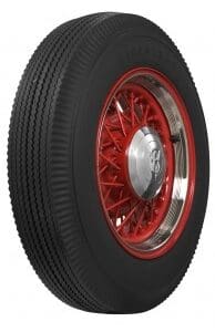 A black and red tire on a white background.