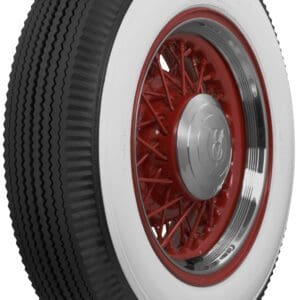A white and red tire on a white background.