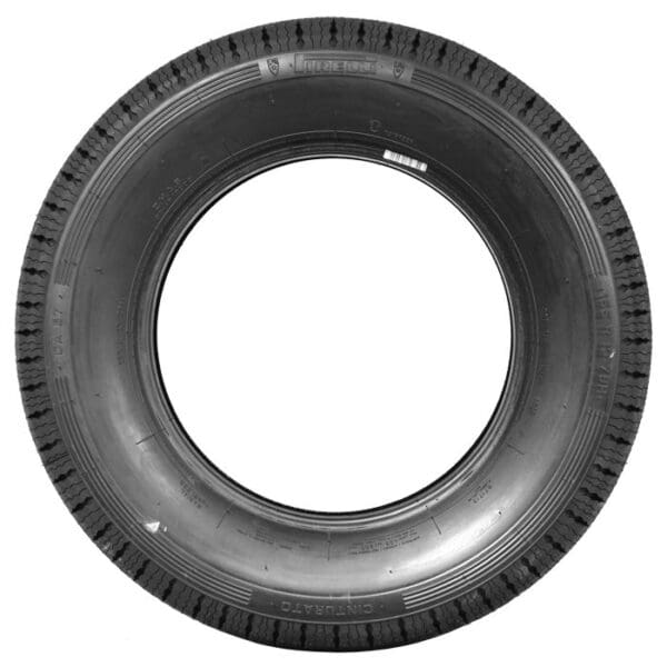 A black 155R13 PIRELLI CINTURATO CA67 tire on a white background.