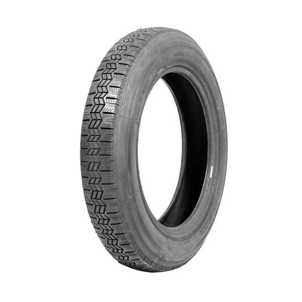 A black 155TR15 Michelin X car tire with detailed tread patterns, positioned vertically on a white background.