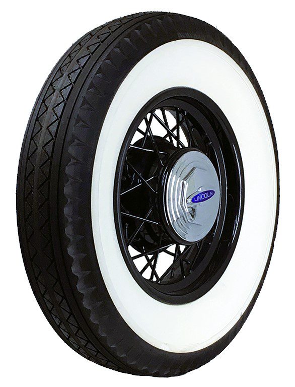 Classic whitewall tire with Lincoln hubcap
