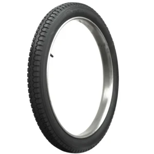 Black bicycle tire with silver rim